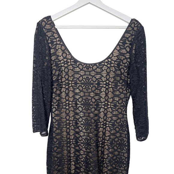 Guess Black Nude Lace Sheath Dress Size 10 Party Cocktail - Picture 2 of 12
